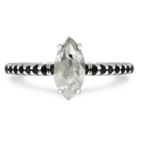 Marquise Diamond Engagement Ring 14K White Gold Fancy Gray 1.28 TCW
