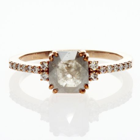 Radiant Diamond Engagement Ring Fancy Gray 1.22 TCW 14K Rose Gold