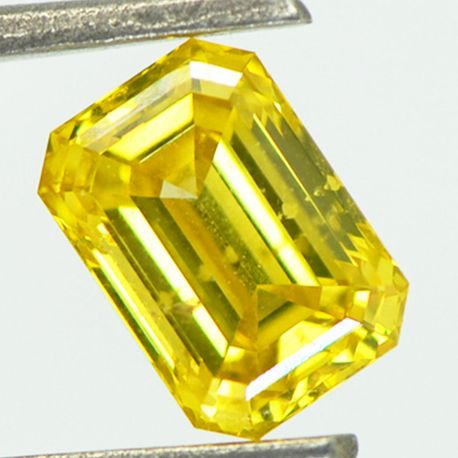 Loose Emerald Diamond Fancy Yellow 1.23 Carat SI1
