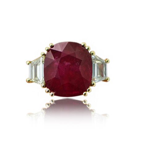 Ruby & Diamonds Cocktail Ring 18.58 TCW 18K Yellow Gold Size 7 Engagement Ring