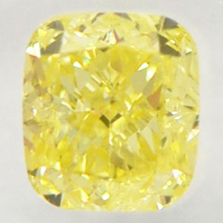 Cushion Cut Diamond Fancy Yellow Color IGI Certified 0.43 Carat SI2