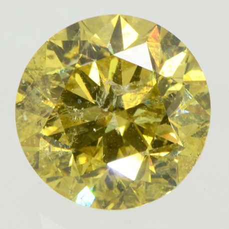 Round Cut Diamond Fancy Yellow Color 3.02 Carat SI2