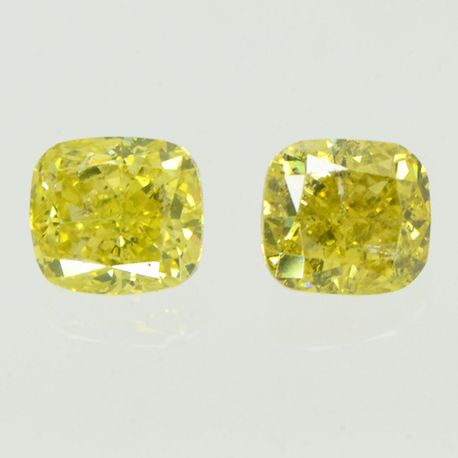 Cushion Cut Diamond Pair Fancy Yellow Color SI1 1.04 TCW
