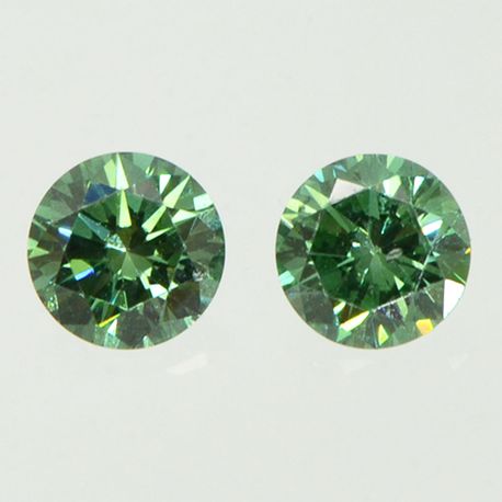 Round Cut Diamond Pair Fancy Green 3.70MM VS2 0.40 TCW