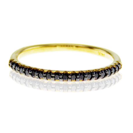 Black Diamond Wedding Band Yellow Gold Stacking 0.20 Carat