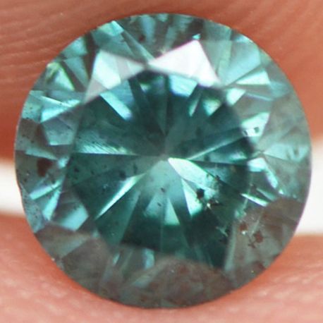 Loose Green Diamond Round Cut Fancy Color 0.64 Carat SI1 Enhanced 5.37X5.44 MM