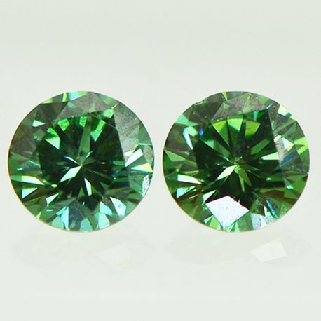 Round Diamond Pair Fancy Green Color SI1 0.50 TCW