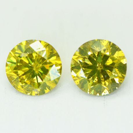 Loose Matched Pair Yellow Round Diamonds 1.74 TCW SI2