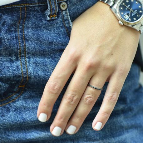 Black Diamond Wedding Band Ring 0.20 TCW 14K White Gold