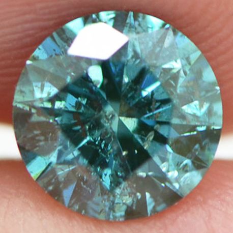 Loose Round Shape Diamond Fancy Turquoise Color SI2 Natural Enhanced 1.31 Carat