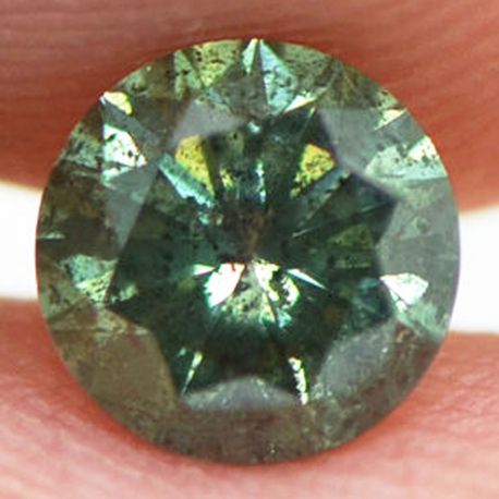 Round Shape Diamond Real Fancy Green Color Loose 0.66 Carat I1 Enhanced 5.52 MM