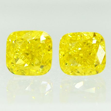 Cushion Cut Diamond Pair Fancy Yellow VVS2 0.80 TCW