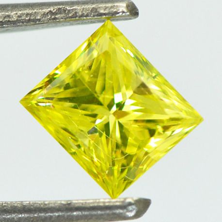 Princess Cut Diamond Fancy Yellow Color 0.90 Carat VS2 