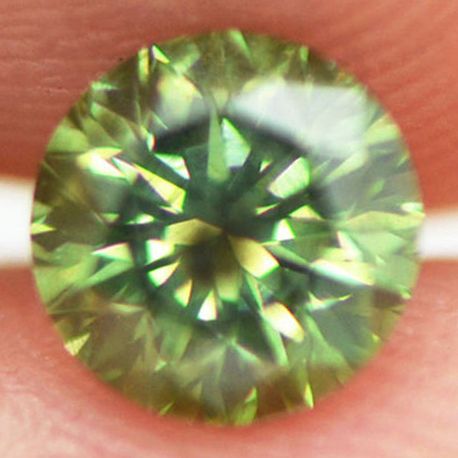 Loose Round Cut Fancy Green Diamond 0.73 Carat I1 Certified 5.51X5.48 MM