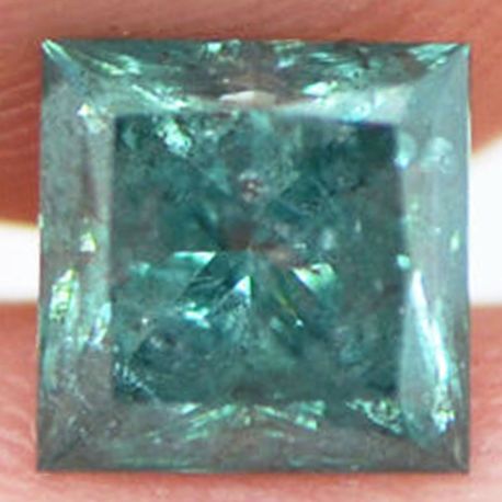 Loose Turquoise Diamond Princess Shaped 1.01 Carat Fancy Color I1 Enhanced Real