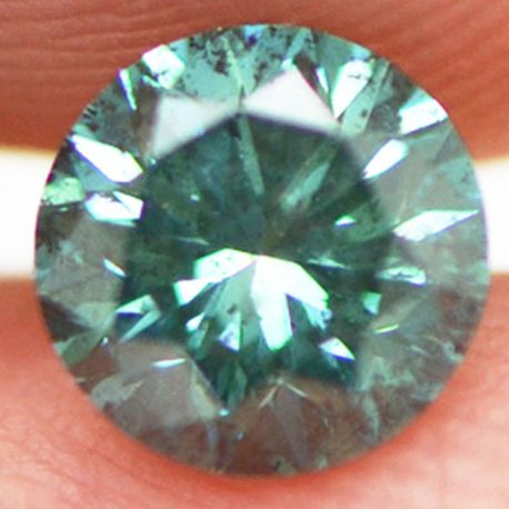 Loose Round Shape Diamond Fancy Turquoise Color 0.80 Carat SI2 Enhanced Real