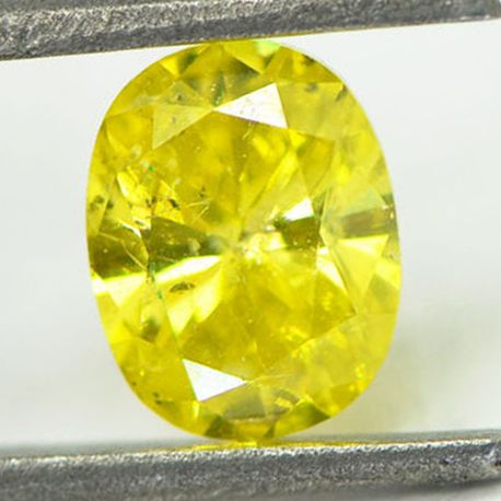 Fancy Yellow Oval Diamond 0.91 Carat SI2