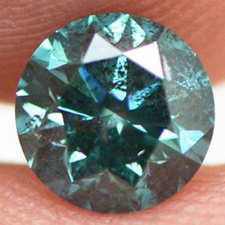 Loose Diamond Round Shape Fancy Green Color 0.76 Carat Enhanced SI3 For  Ring
