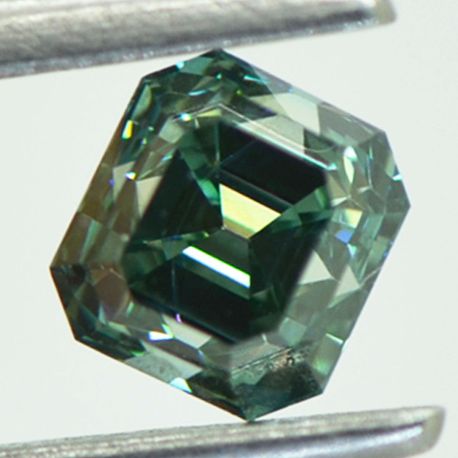 Asscher Cut Diamond Fancy Green Color Loose 0.90 Carat SI1