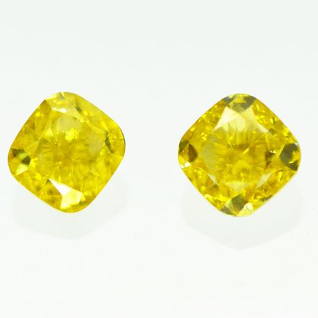 Cushion Diamond Pair Fancy Yellow Color 0.93 TCW VVS2