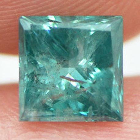 Loose Princess Diamond Fancy Turquoise Color I1 Enhanced 1.12 Carat Real Certify