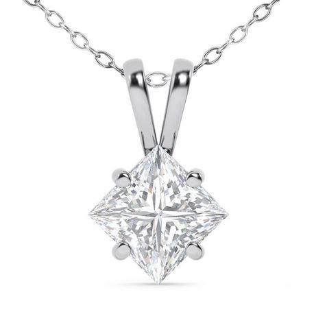 Princess Diamond Solitaire Bridal Pendant 14K White Gold G SI1 0.99 CT