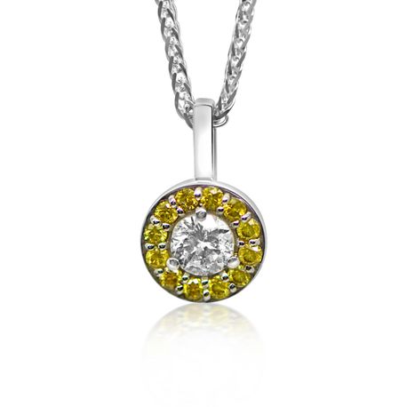 Diamond Halo Pendant Necklace 0.40 Ct 14k White Gold