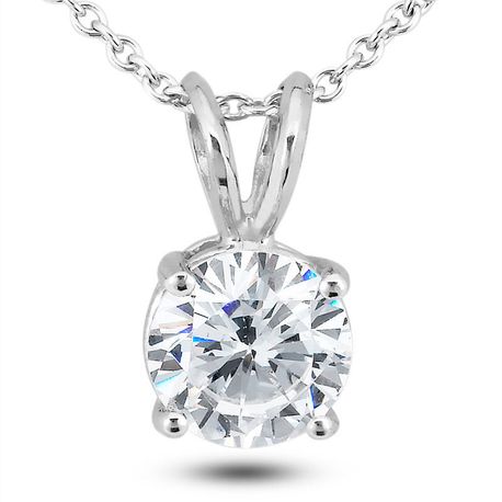 Round Diamond Solitaire Pendant Natural 14K White Gold G SI1 1.51 Carat