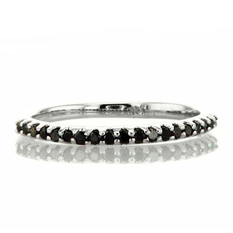 Black Diamond Eternity Wedding Band Ring 0.20 TCW 14K White Gold