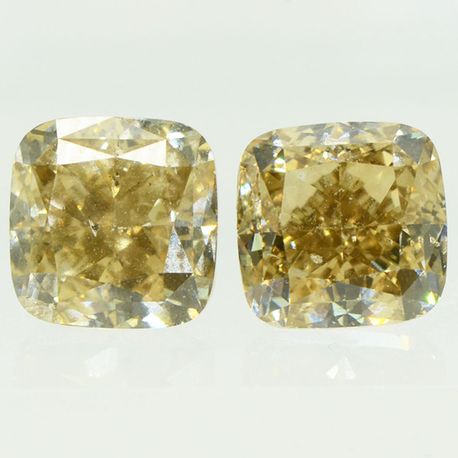 Cushion Cut Diamond Pair Natural Fancy Champagne VS2 3.39 TCW