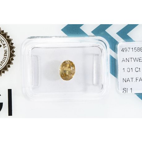 Fancy Brown Oval Diamond 1.01 Carat SI1 Certificate