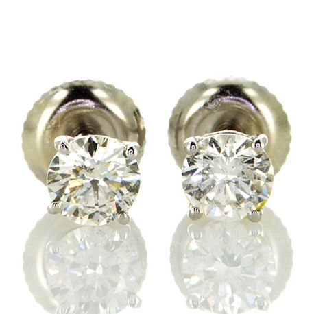 Real Diamond Stud Earrings Round 0.82 TCW G SI1