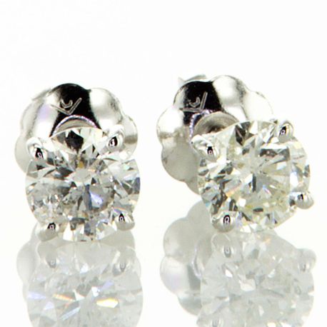 Real Diamond Stud Earrings Round 14K White Gold 0.61 TCW F/SI2