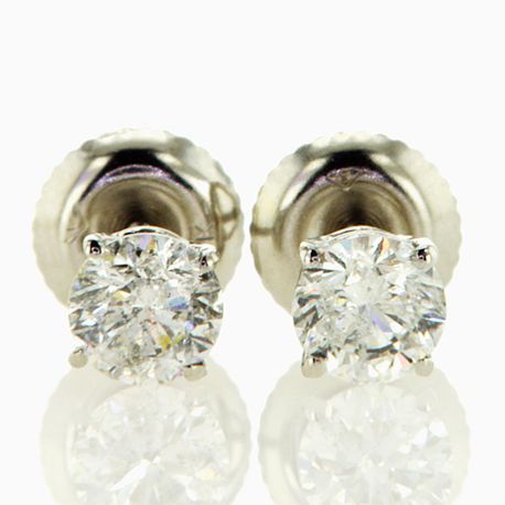 Round Diamond Stud Earrings 0.81 TCW D SI2 14K White Gold