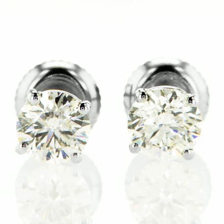 Real Diamond Stud Earrings Round 1.26 TCW D SI1 14K White Gold