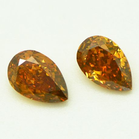 Pear Shape Diamond Matching Pair Natural Fancy Orange Color VS2 2.02 TCW
