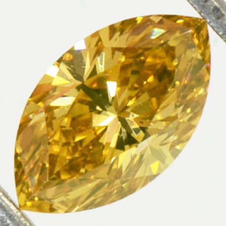 Marquise Cut  Diamond Fancy Intense Orange-Yellow 0.49 Carat VS2 GIA Certificate