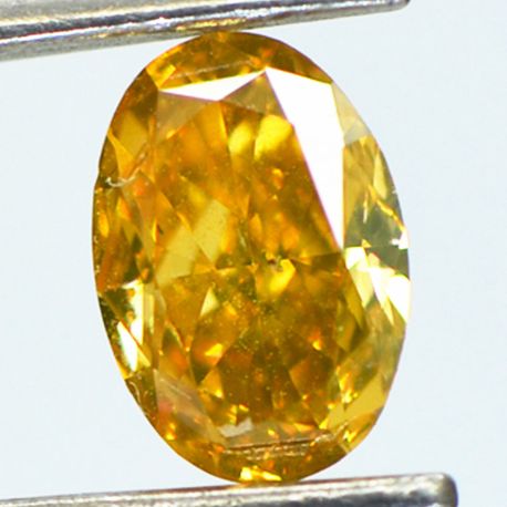 Oval Cut Diamond Fancy Orange Yellow Color 0.53 Carat VS1