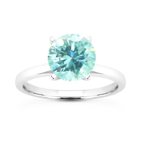 Blue Diamond Solitaire Wedding Ring Round 14K White Gold SI1 1.85 Carat