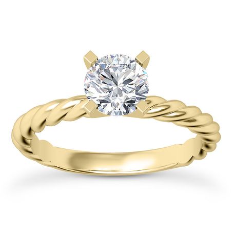 Round Diamond Engagement Ring H VS2 14K Yellow Gold 1.60 Carat