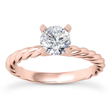 1.60 Carat Bridal Diamond Solitaire Ring Round H VS2 14K Rose Gold