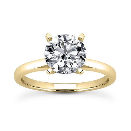 Round Diamond Solitaire Stackable Ring H VS2 14K Yellow Gold 1.60 Carat