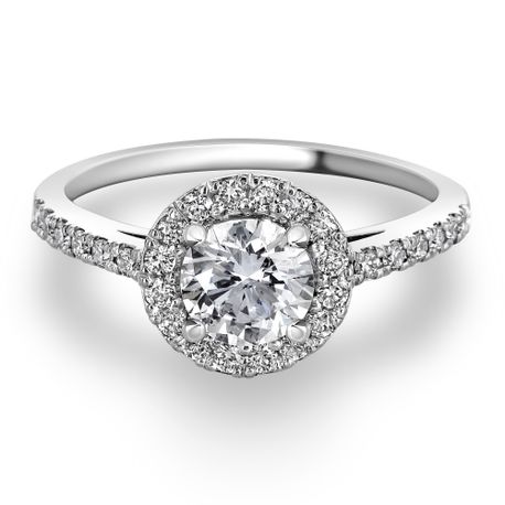 Round Diamond Halo Engagement Ring 14k White Gold Treated 1.20 TCW
