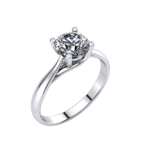 Solitaire Diamond Engagement Ring 1.00 Carat D/VS2 14K White Gold