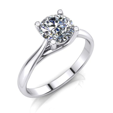 Diamond Solitaire Engagement Ring 1 Carat Round F/VS2 14k White Gold