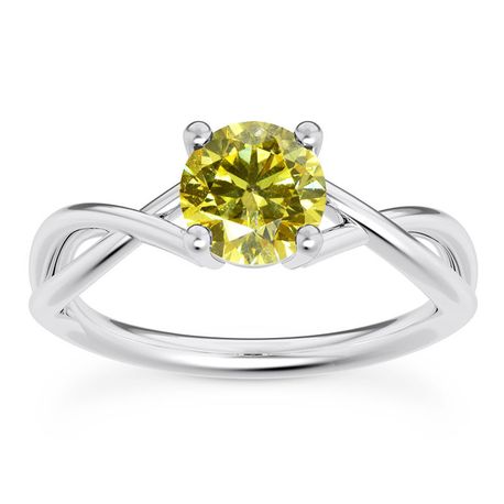 Diamond Infinity Ring Round Yellow 14K White Gold 1.02 Carat