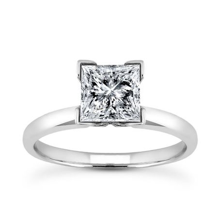 Princess Diamond Engagement Ring G SI1 14K White Gold 0.99 Carat