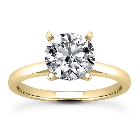 Diamond Classic Engagement Ring Round E VS2 Treated 14K Yellow Gold 0.92 Carat