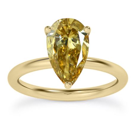 Pear Diamond Solitaire Ring Fancy Brown 14K Yellow Gold 1.01 Carat GIA