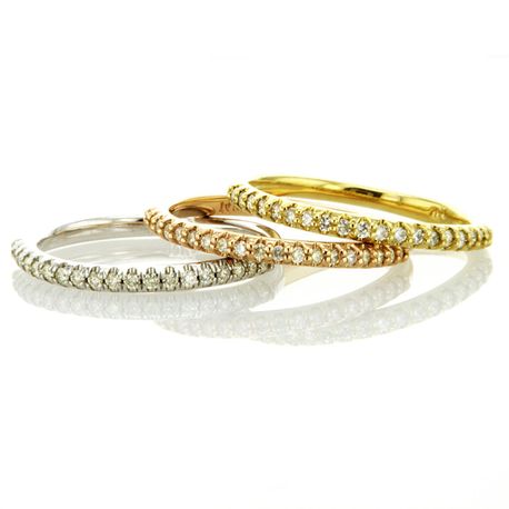 Diamond Wedding Band Set Stacking Rings 14K Solid Gold 0.60 TCW